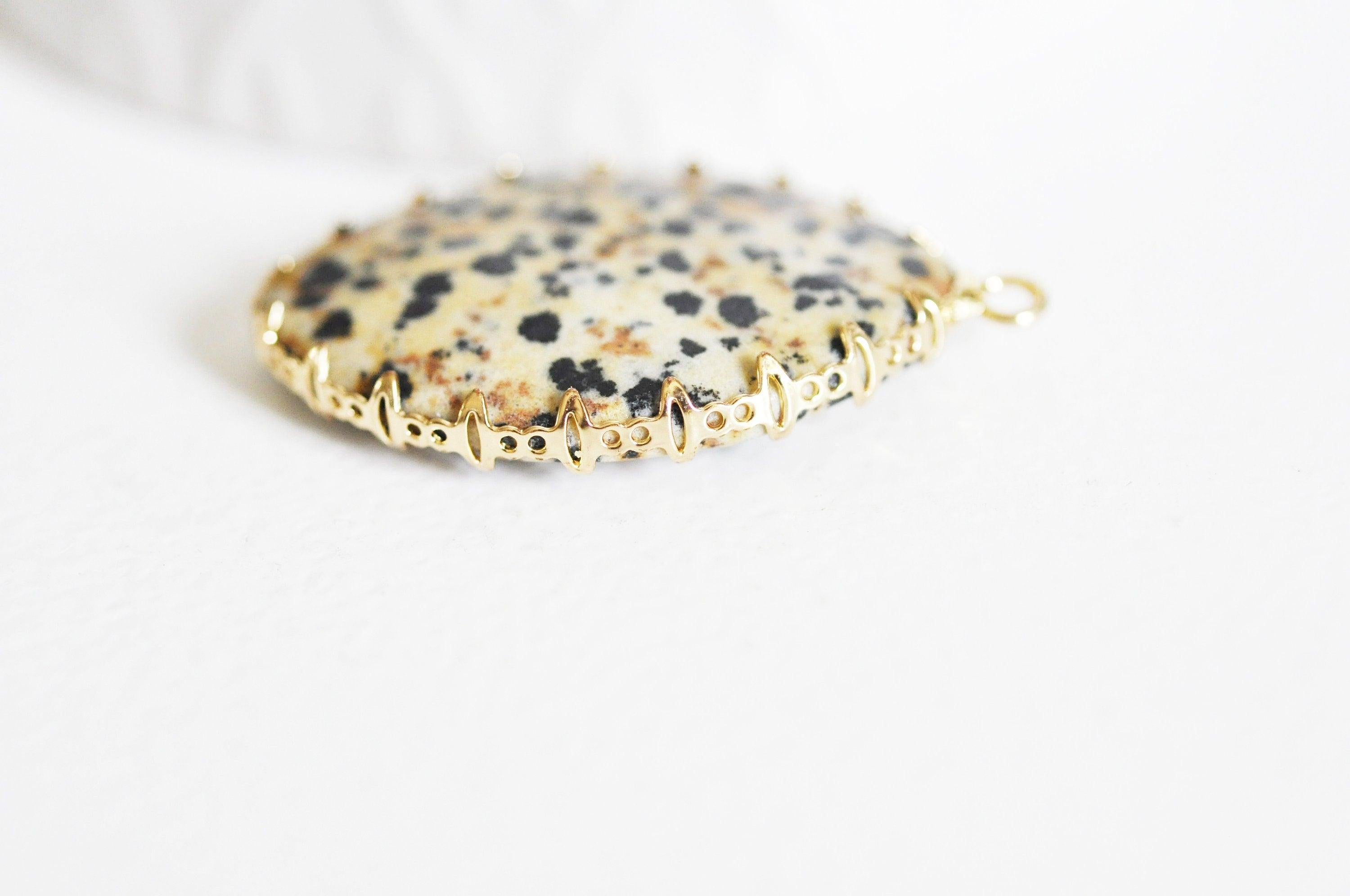 Gingerlily Pendentifs pendentif goutte jaspe dalmatien 40mm G9064