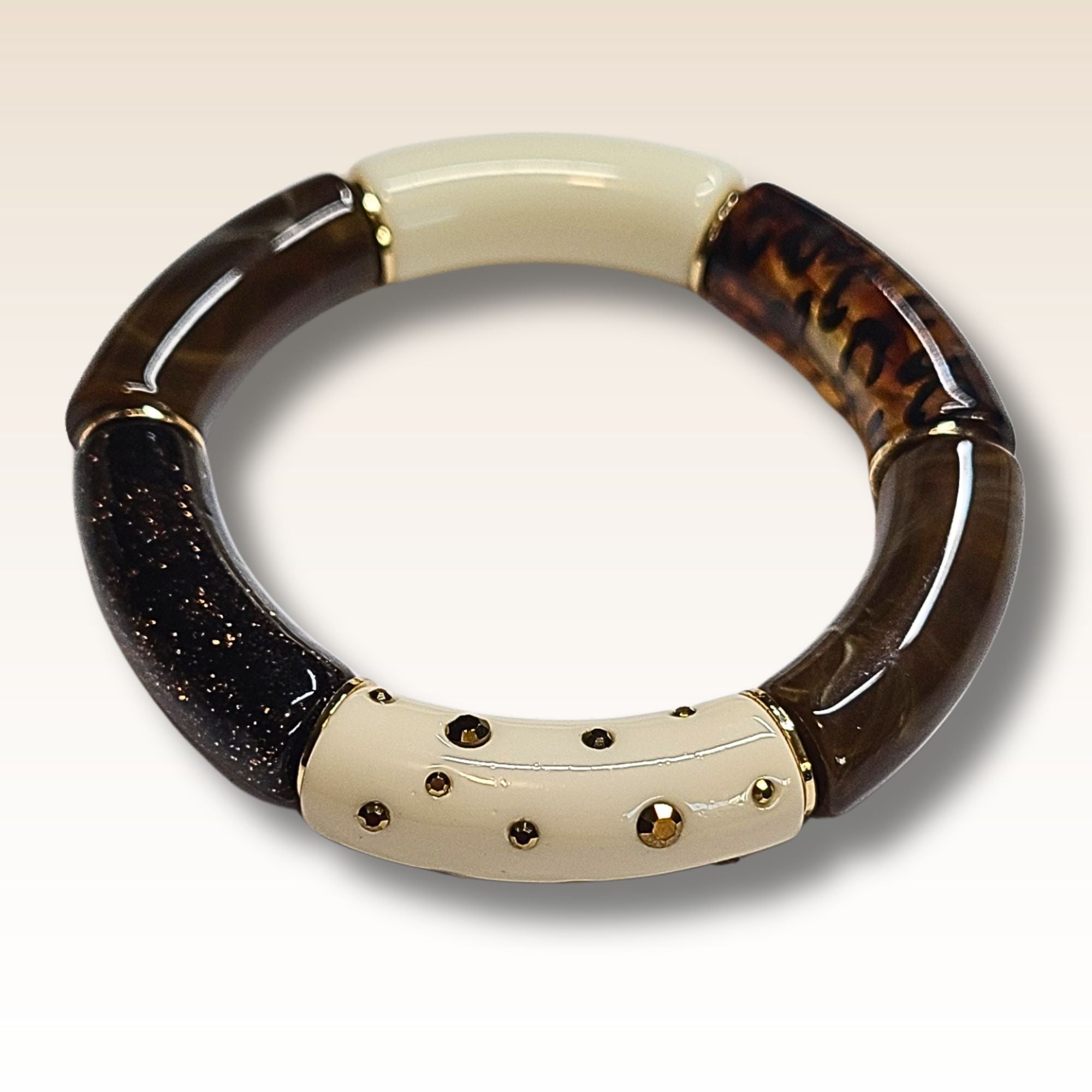 ARTSHOP Strass & Émaillés 429 tube incurvé ivoire doré x1 strass