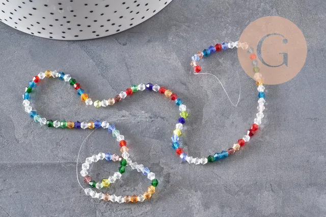 Gingerlily Perles G11127 perles toupies cristal multicolore 3mm fil