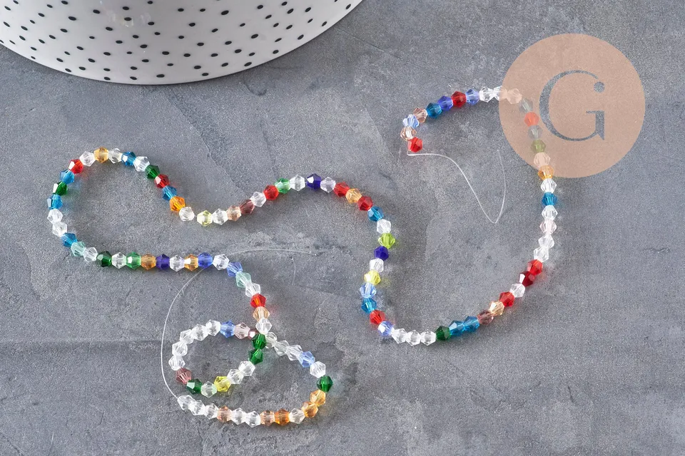 Gingerlily Perles G11127 perles toupies cristal multicolore 3mm fil