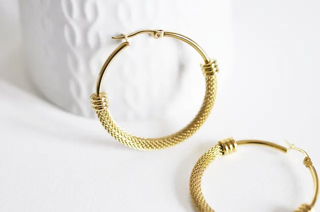 Gingerlily Accessoires G72 créoles maille acier doré 44.5mm paire