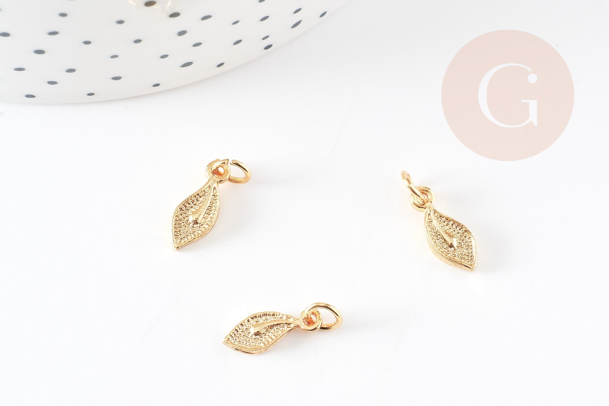 Gingerlily G5458 pendentif feuille doré x5 9,5mm