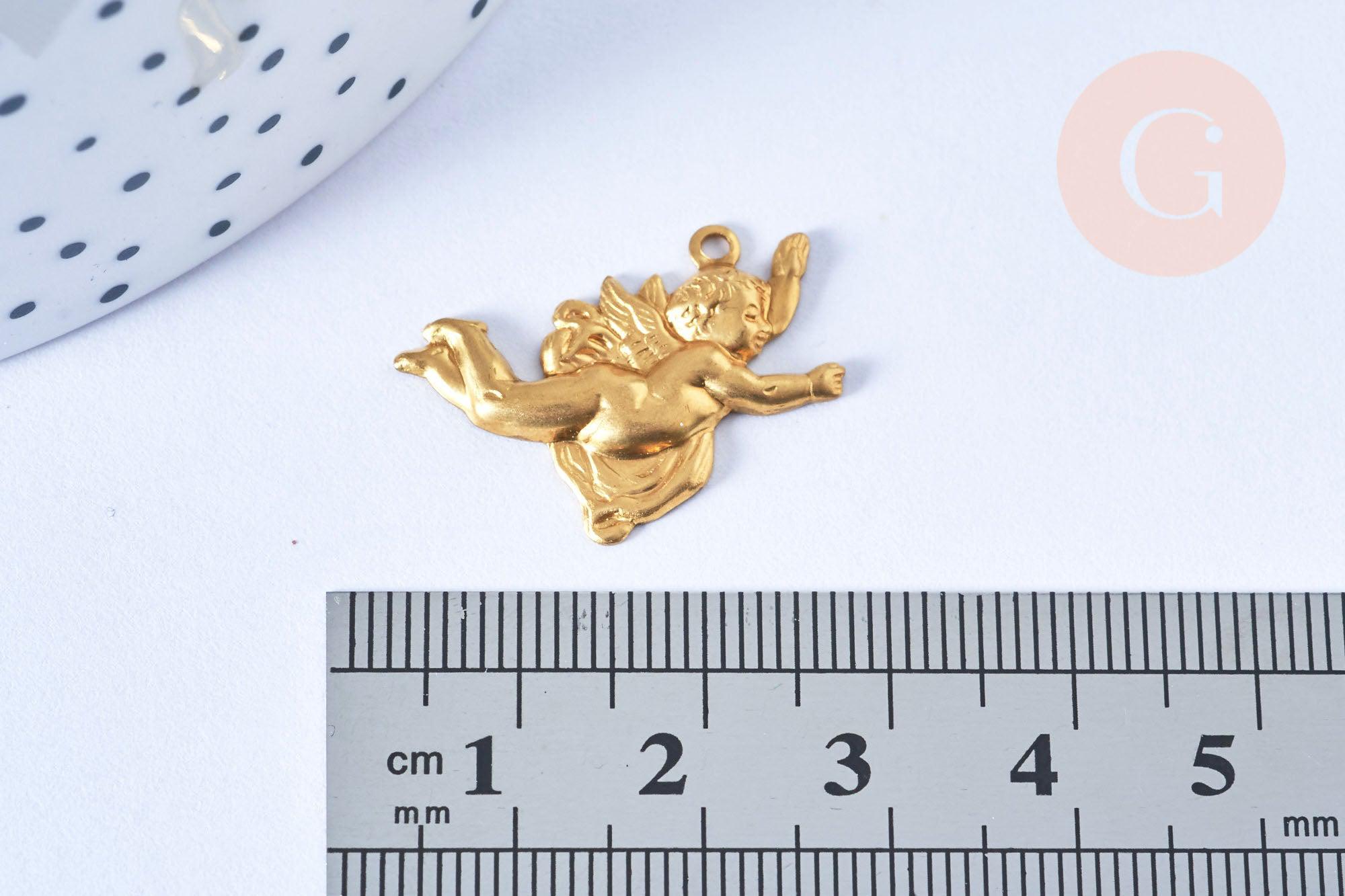 Gingerlily pendentif ange G6503 chérubin laiton brut 27mm x1