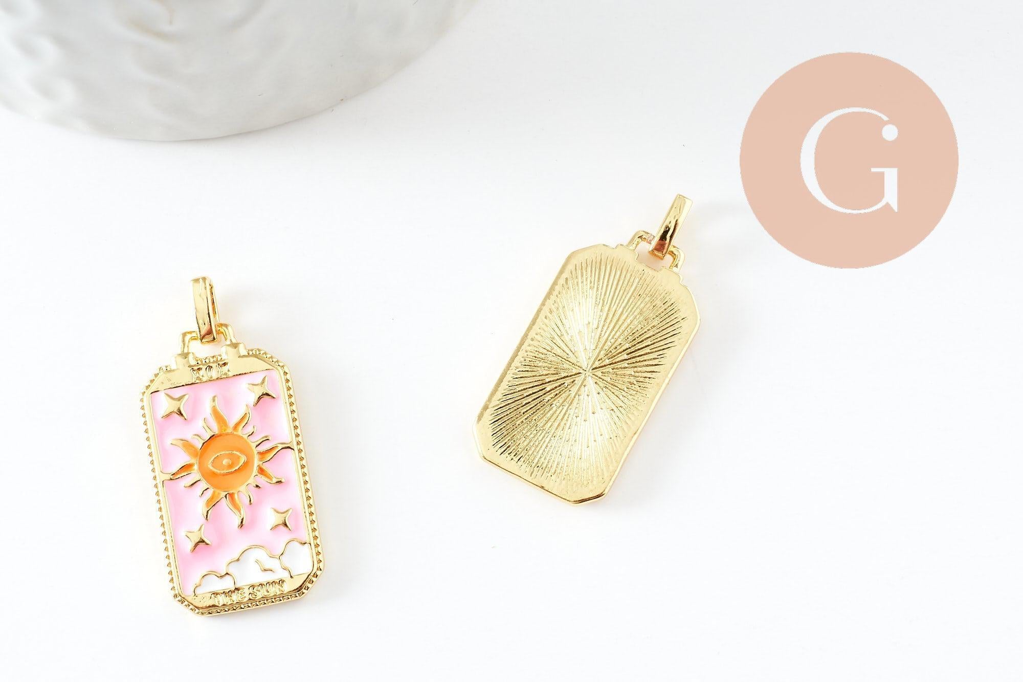 Gingerlily rectangle G10048 pendentif laiton doré noir x1