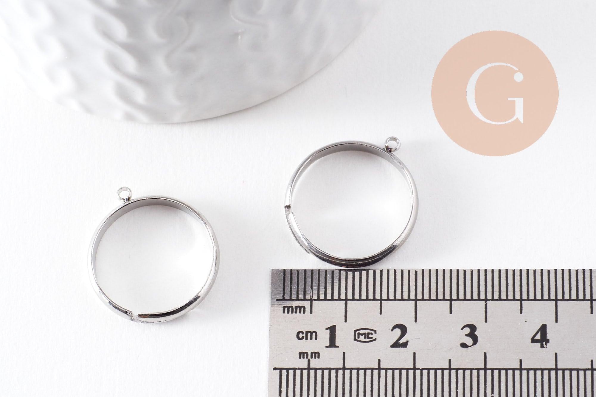 Gingerlily Support bague réglable acier platine 18mm x2