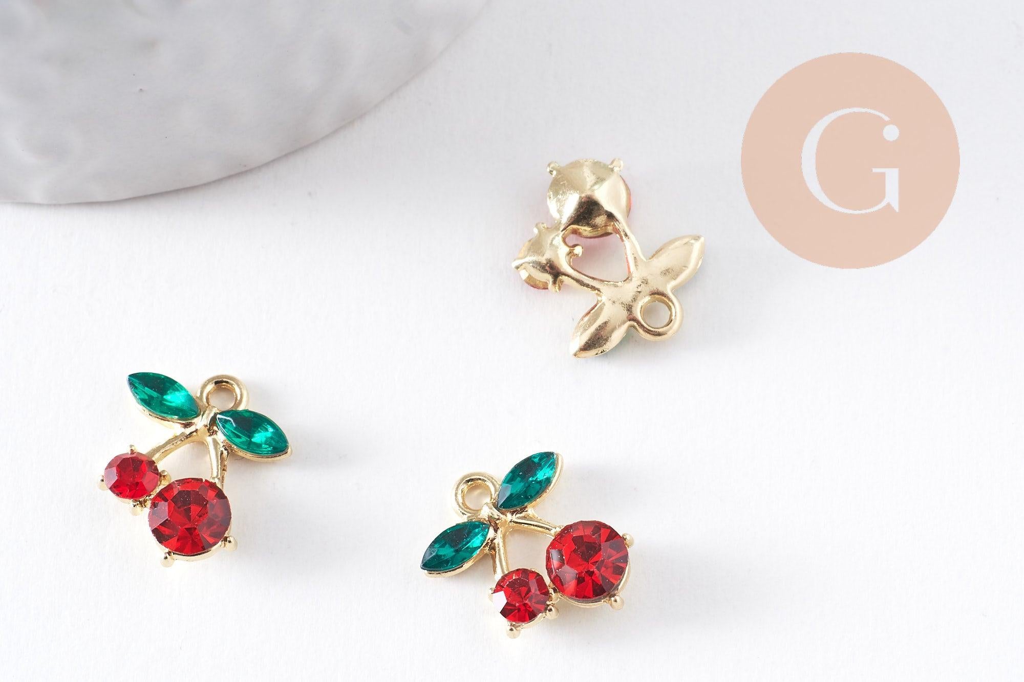Gingerlily G10391 breloque cerise zircons doré x2