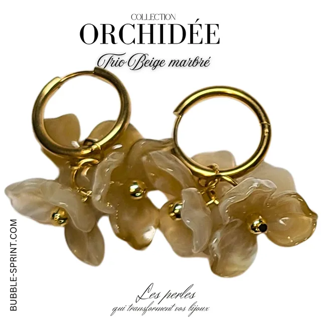 ARTSHOP Prêts-à-porter Créoles Trio d'Orchidées Beige KIT