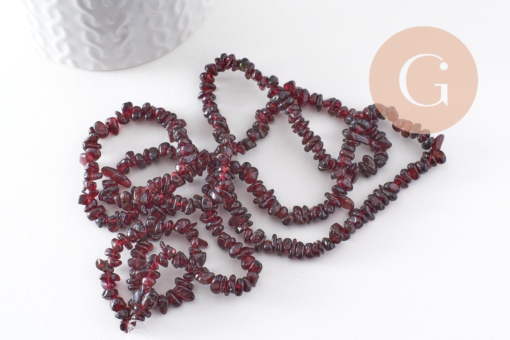 Gingerlily Perles pierre naturelle chips grenat 4-9 mm fil 81 cm