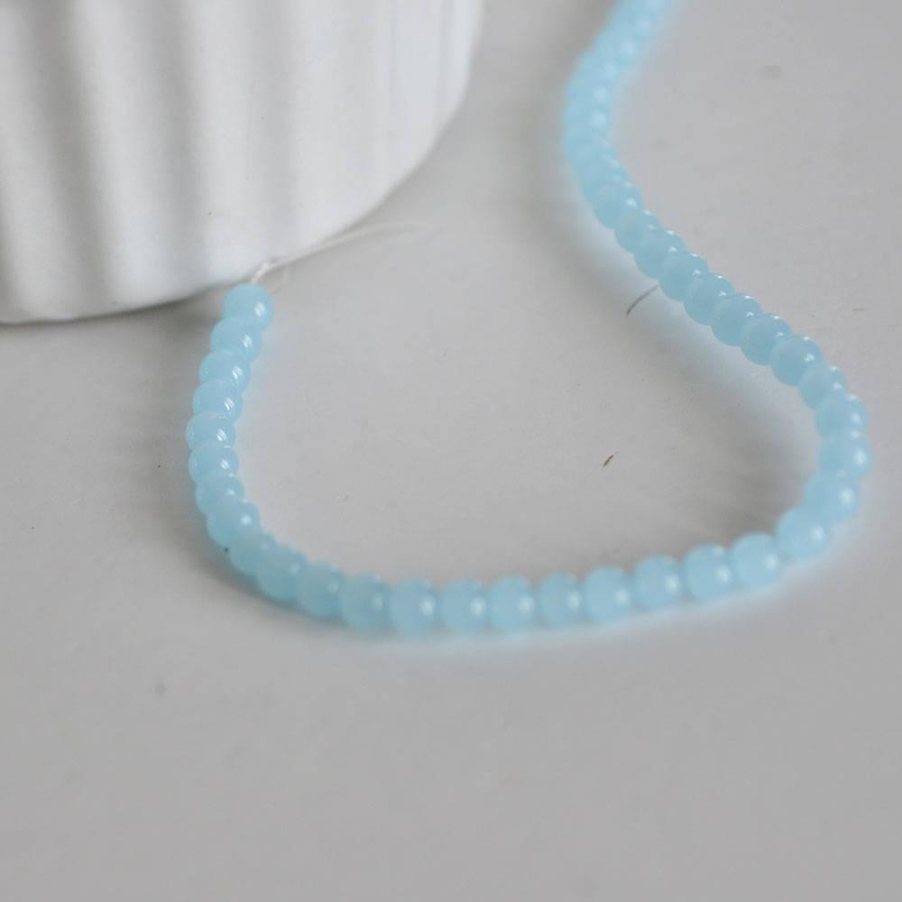Gingerlily Perles DIY G861 perle ronde verre bleu 4mm fil 80 perles