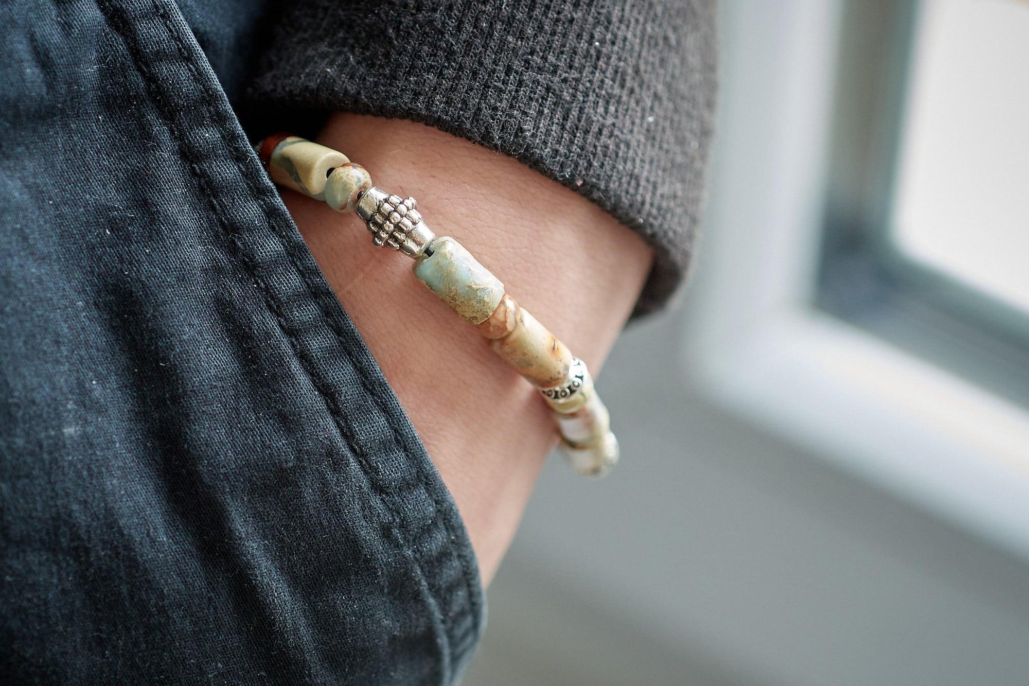 Gingerlily Kits bracelet homme jaspe marin 1 kit