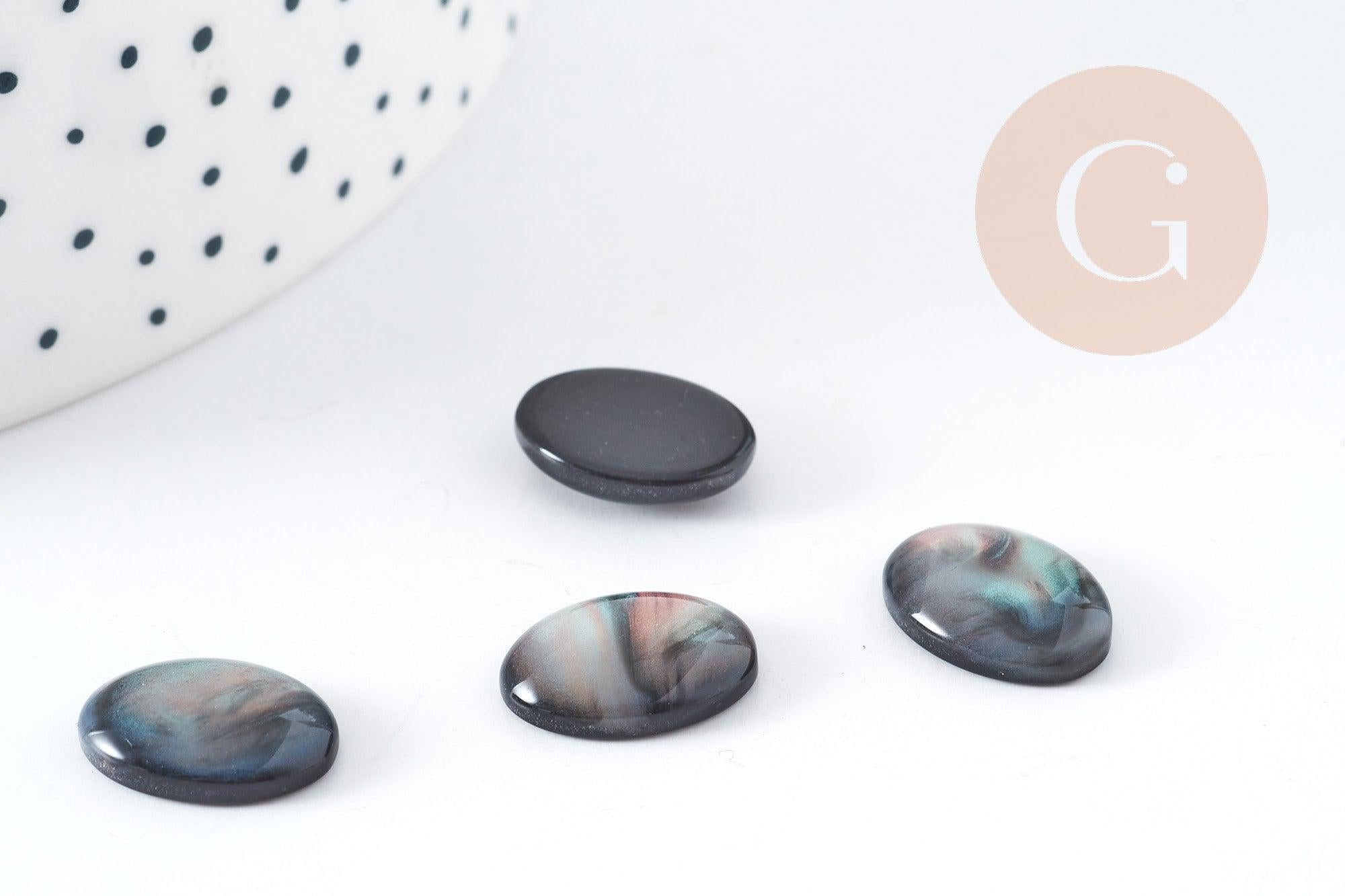 Gingerlily Perles G9101 cabochon ovale noir 14x10 mm résine