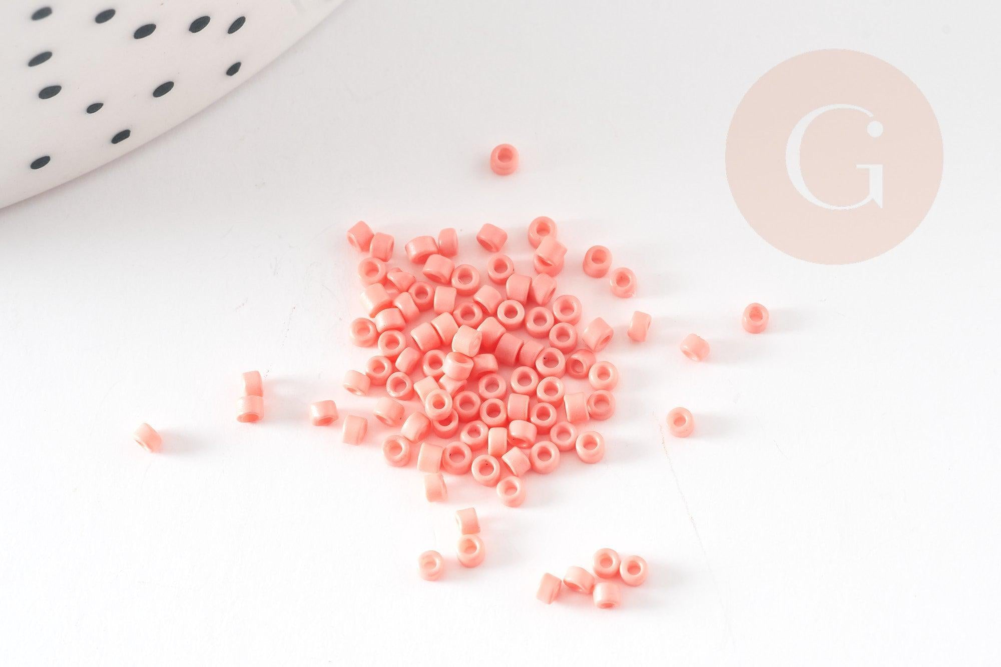 Gingerlily Perles rocaille tube verre corail 2mm 8gr