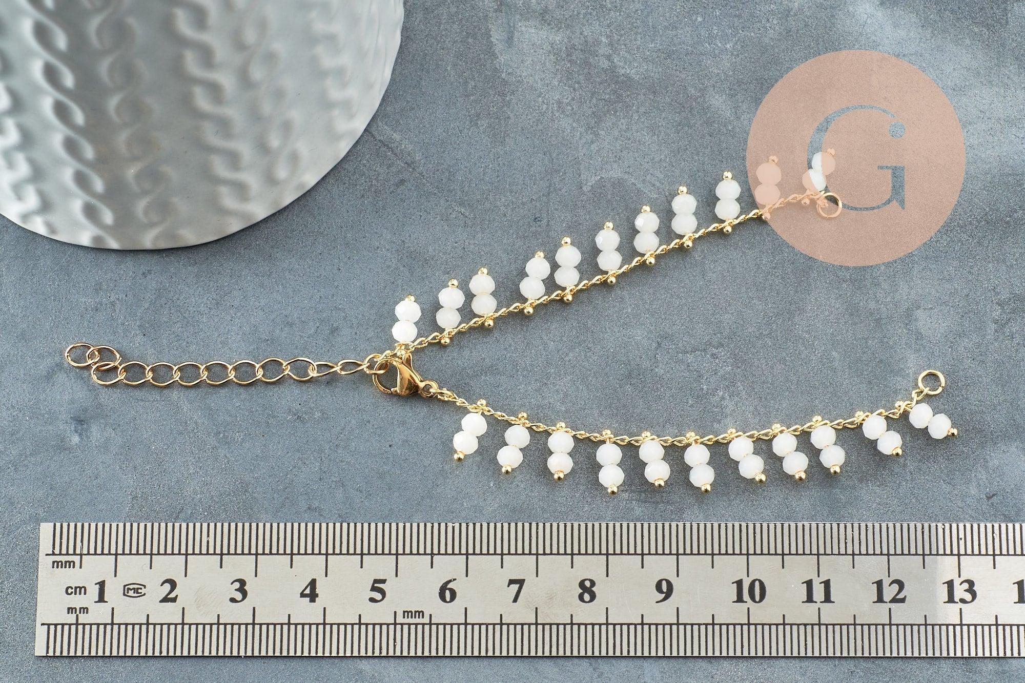Gingerlily Apprêts Base G9635 bracelet doré perles blanches 16,2 cm