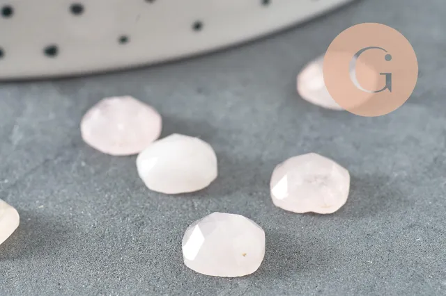 Gingerlily Perles G9682 cabochon carré quartz rose 8x8mm x1