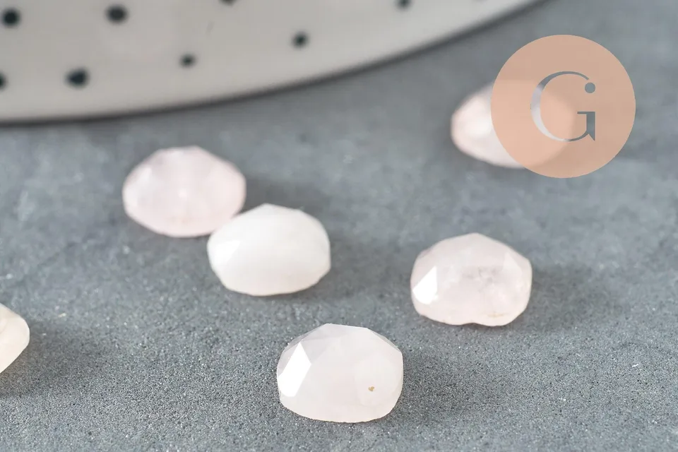Gingerlily Perles G9682 cabochon carré quartz rose 8x8mm x1