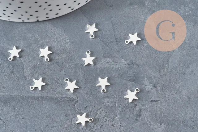 Gingerlily Perles Pendentifs DIY breloque étoile G11172 argent 10mm