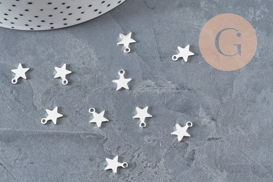 Gingerlily Perles Pendentifs DIY breloque étoile G11172 argent 10mm