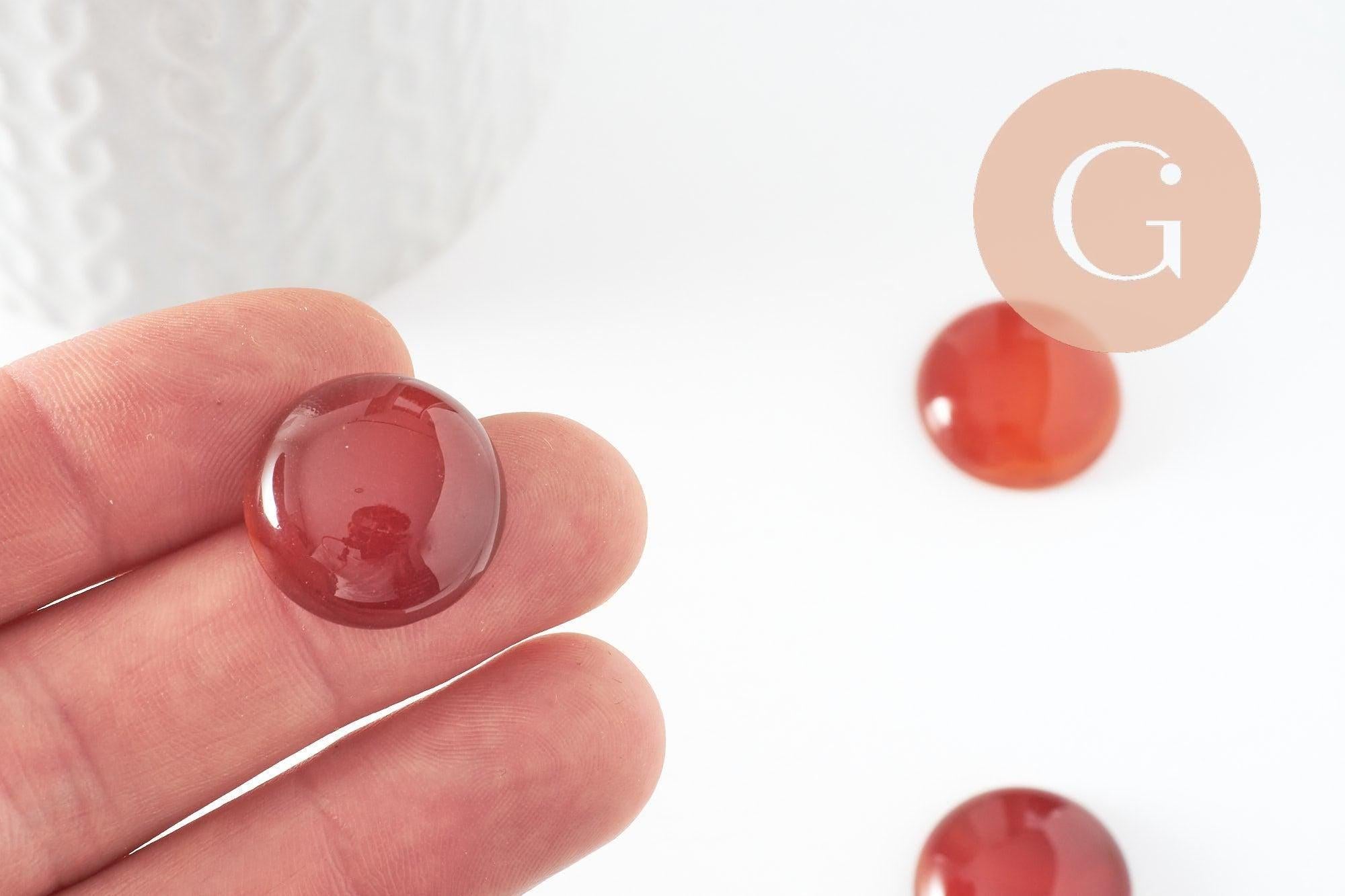 Gingerlily Perles cabochon agate orange 20mm pierre ronde