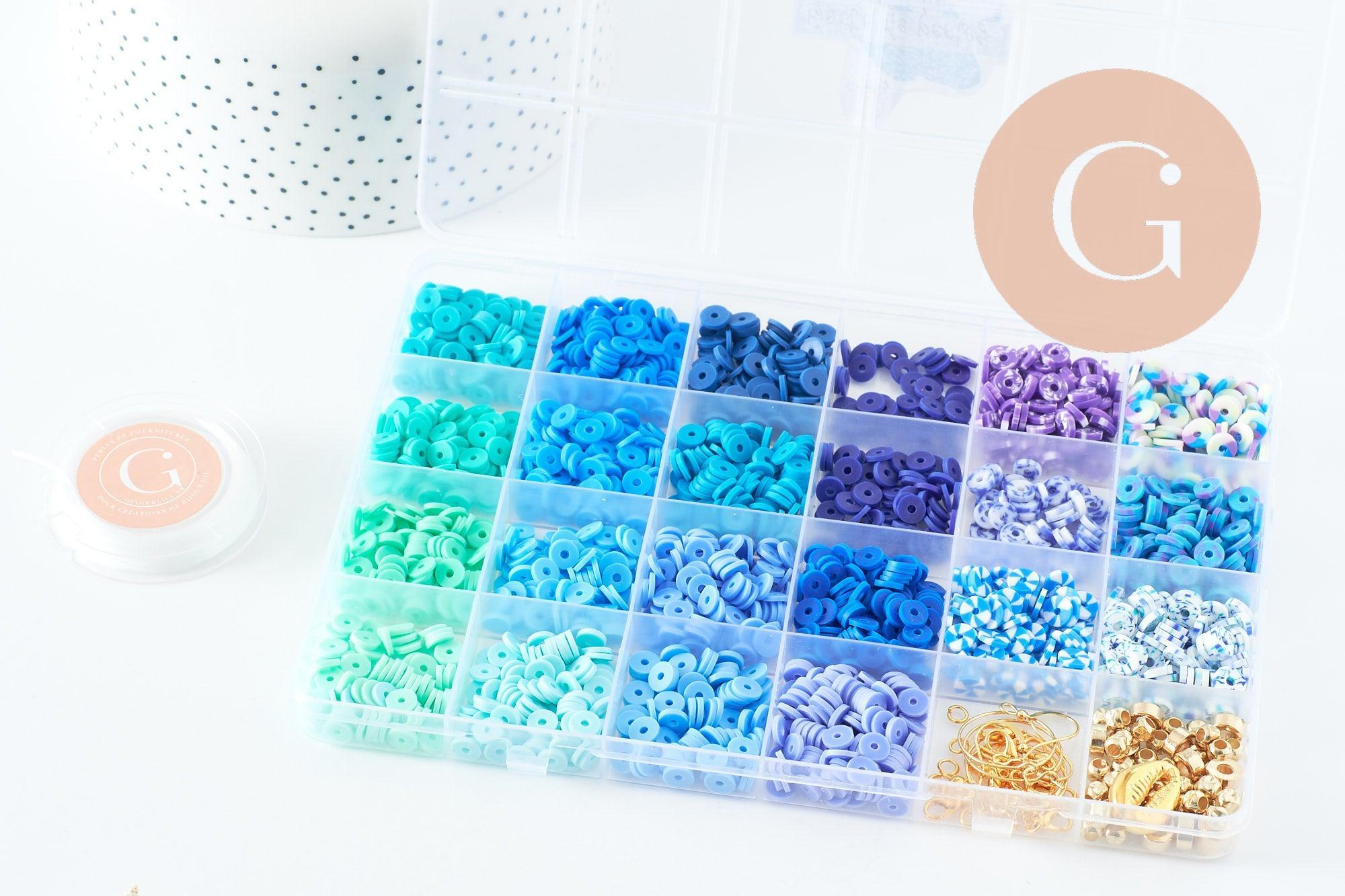 Gingerlily Kits kit perles heishi bleu océan avec boîte