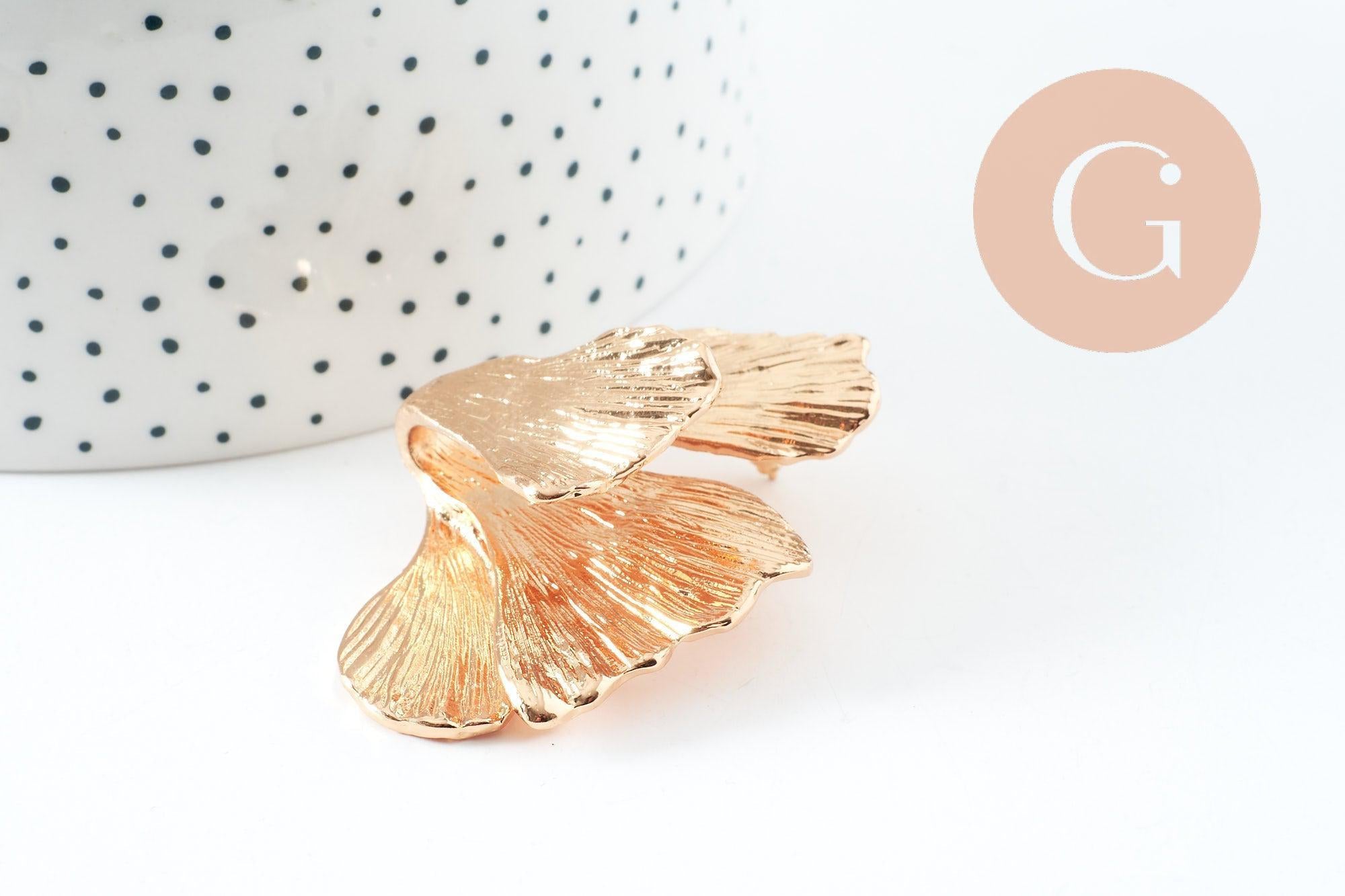Gingerlily Boucles fleur Gingko XXL zamac doré la paire