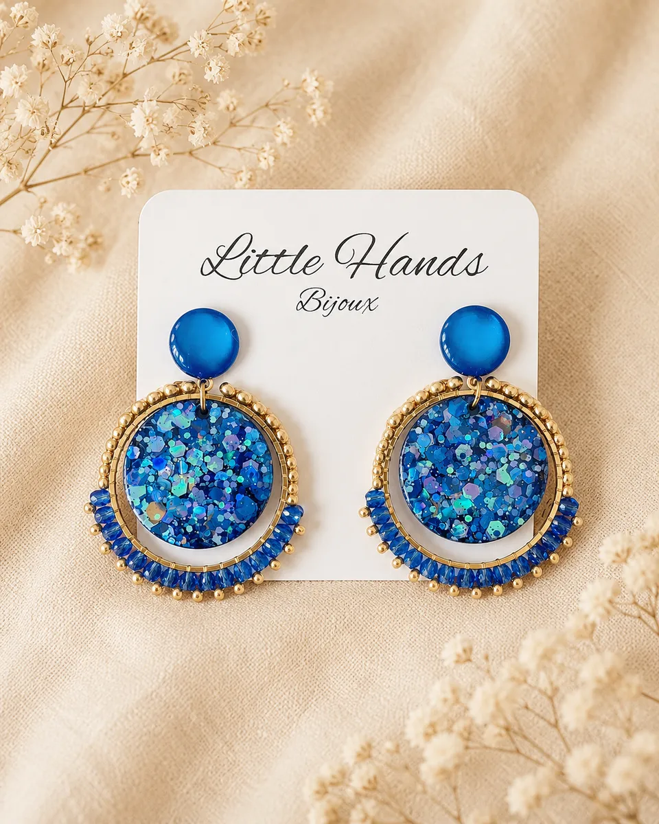 Little Hands Bijoux Bloom boucles d'oreilles Deep Blue bleu