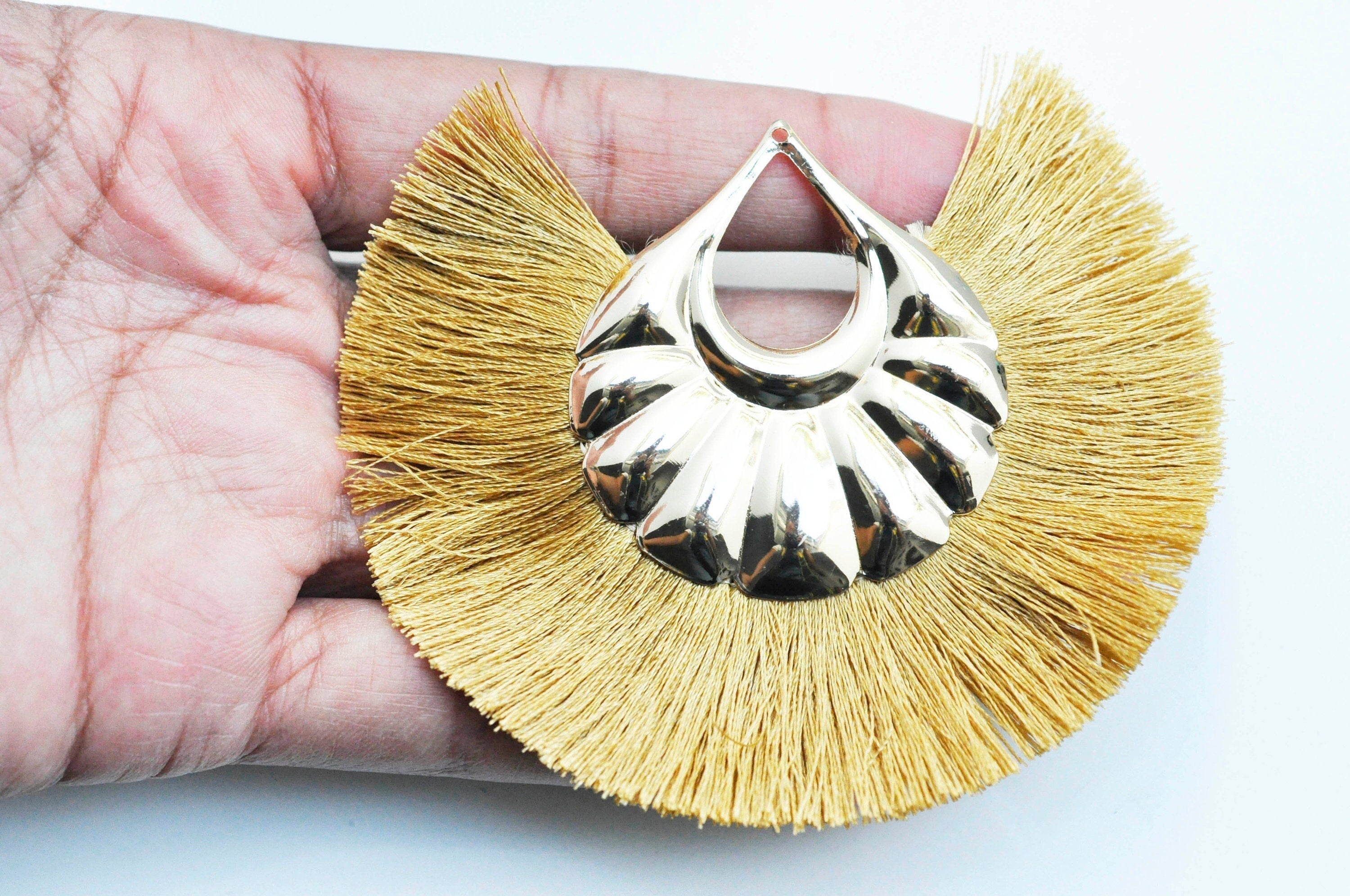 Gingerlily G4532 pendentif pompon fil doré 92mm x2