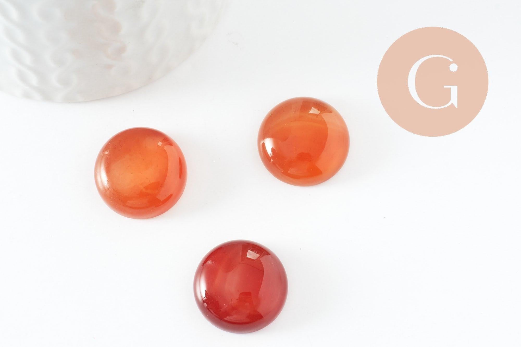 Gingerlily cabochon rond cornaline naturelle 20mm x1 orange