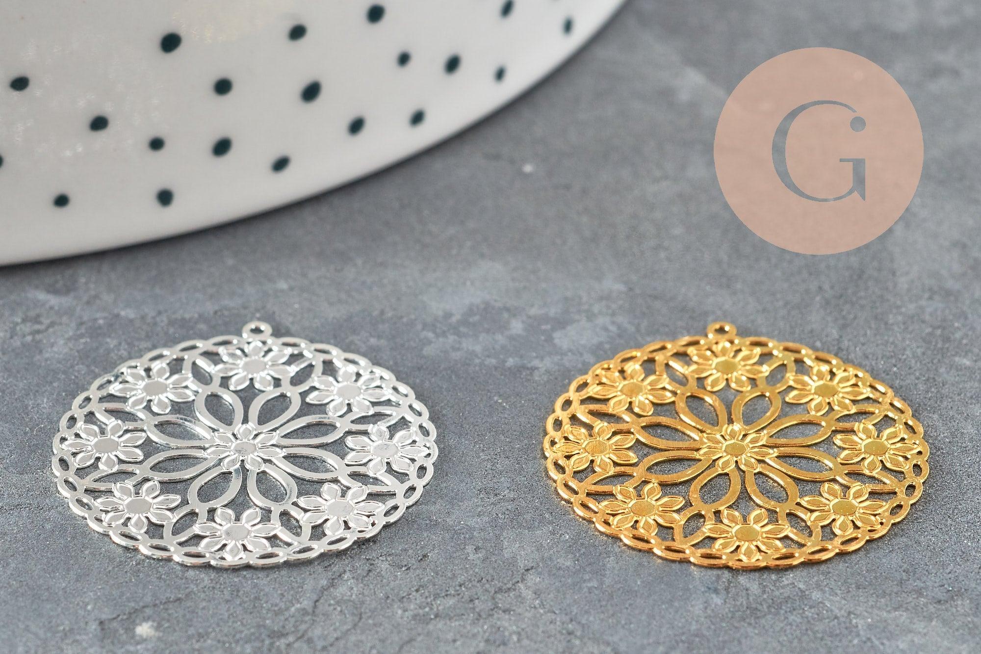 Gingerlily G9505 pendentif estampe fleur 28mm x2 doré