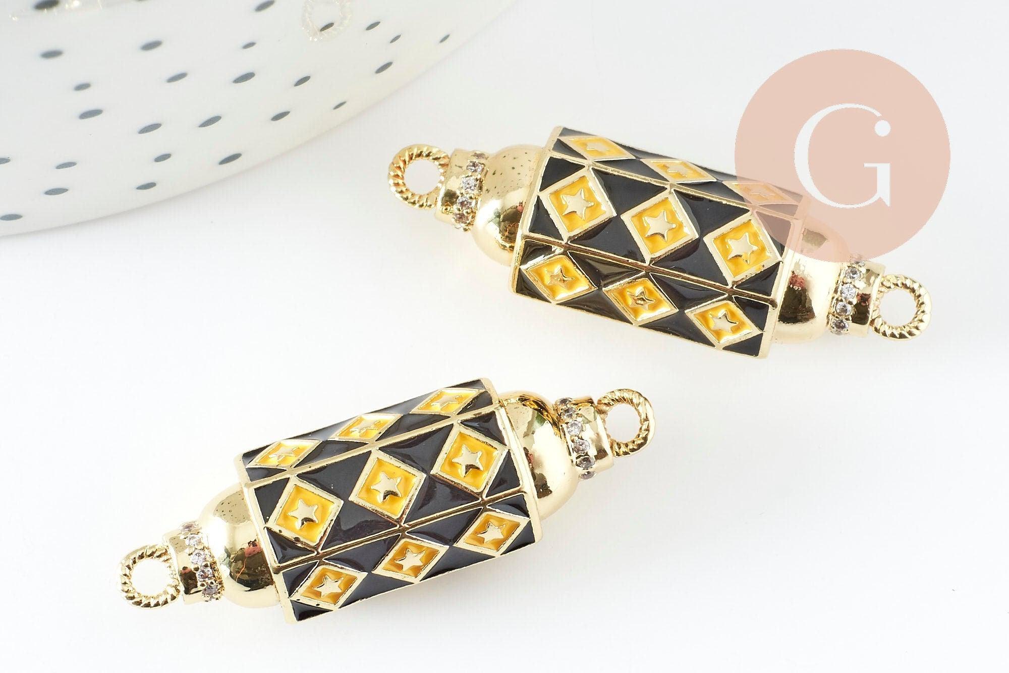 Gingerlily Pendentifs DIY G9433 tube talisman damier 34mm