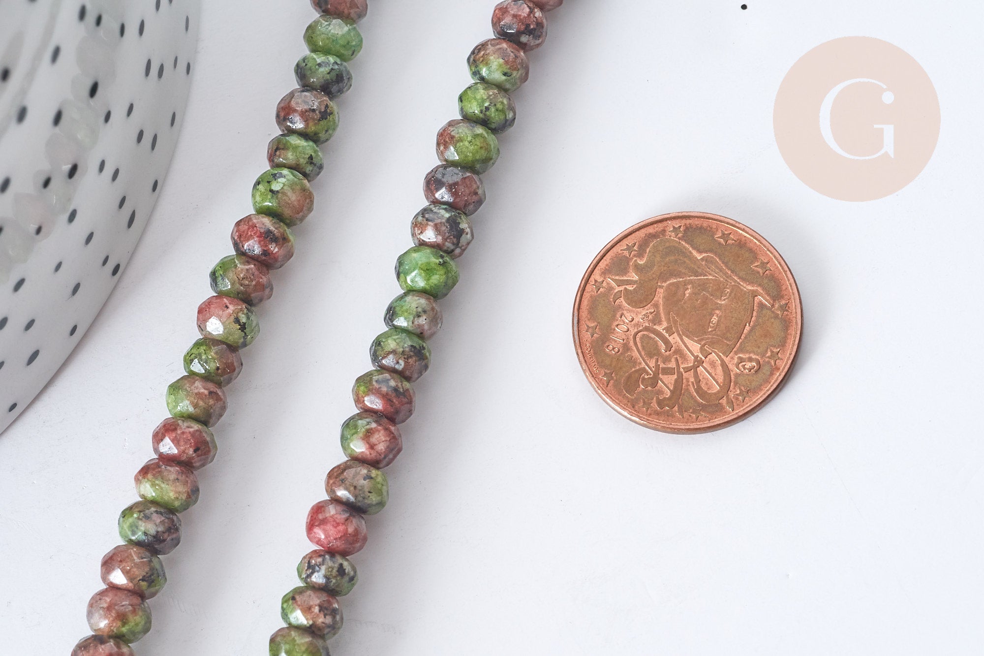 Gingerlily Perles jaspe sésame perles rondelles 6x4mm fil 37cm