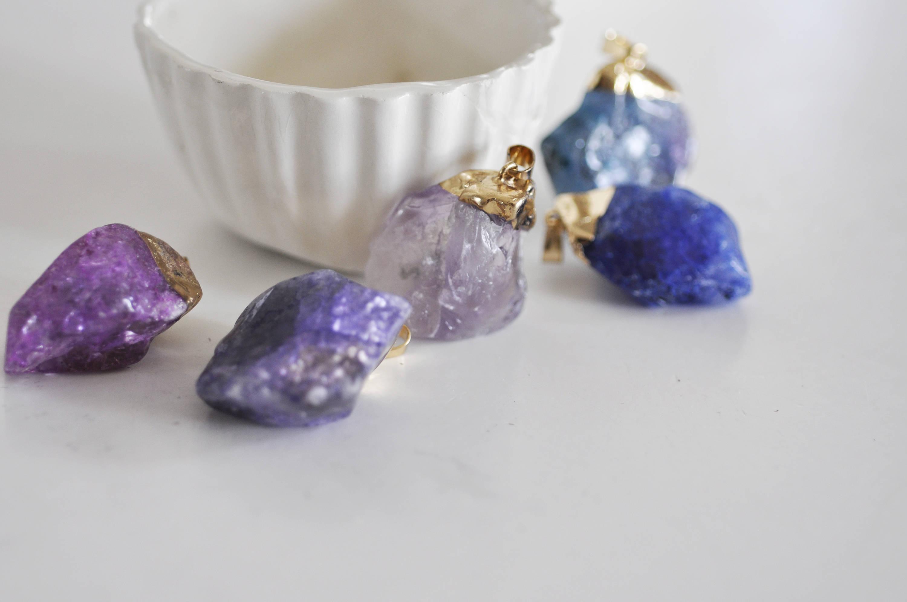 Gingerlily pendentif nugget cristal violet x1