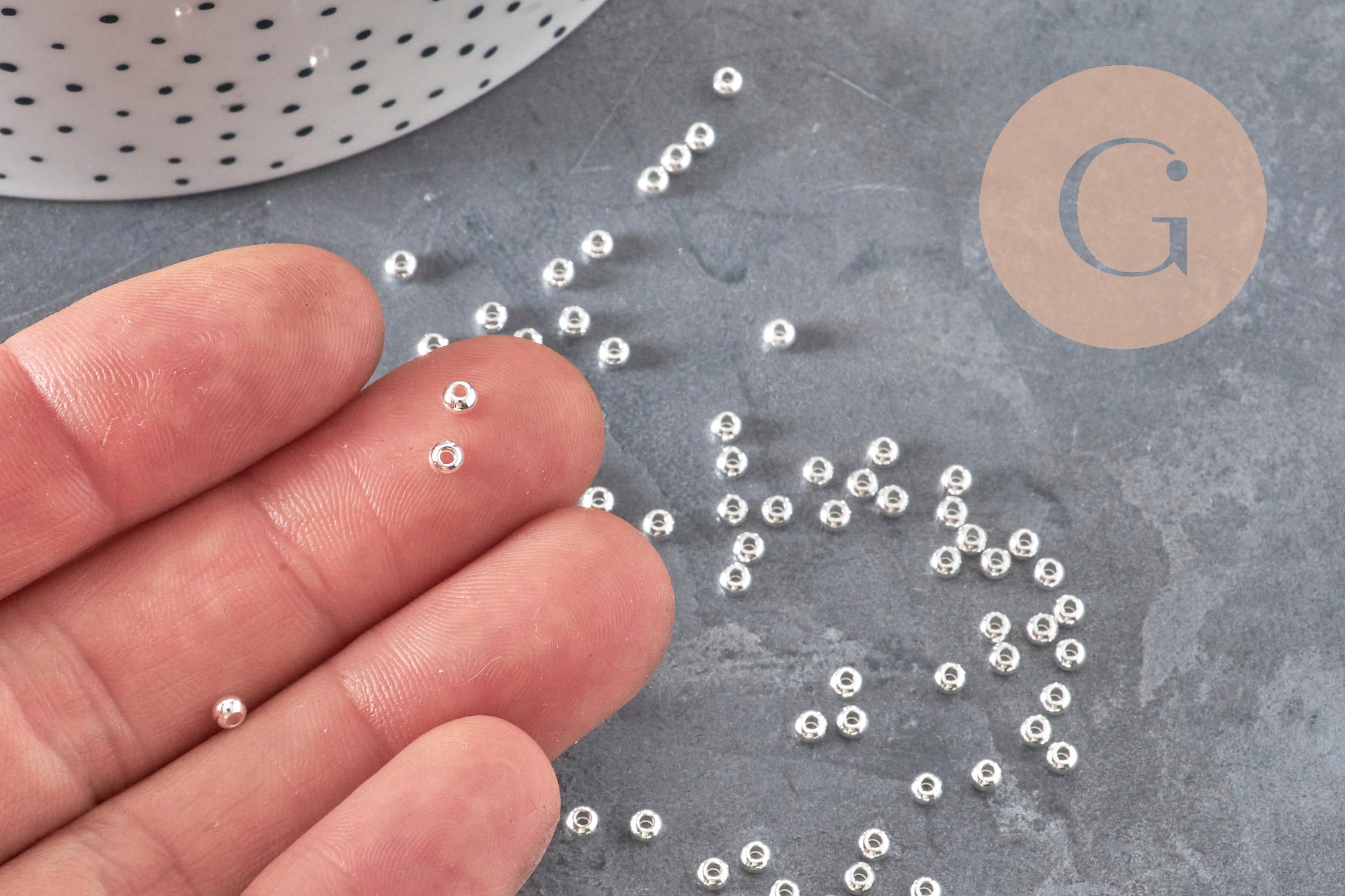 Gingerlily Perles DIY perle ronde acier 3mm x10 argenté G11349