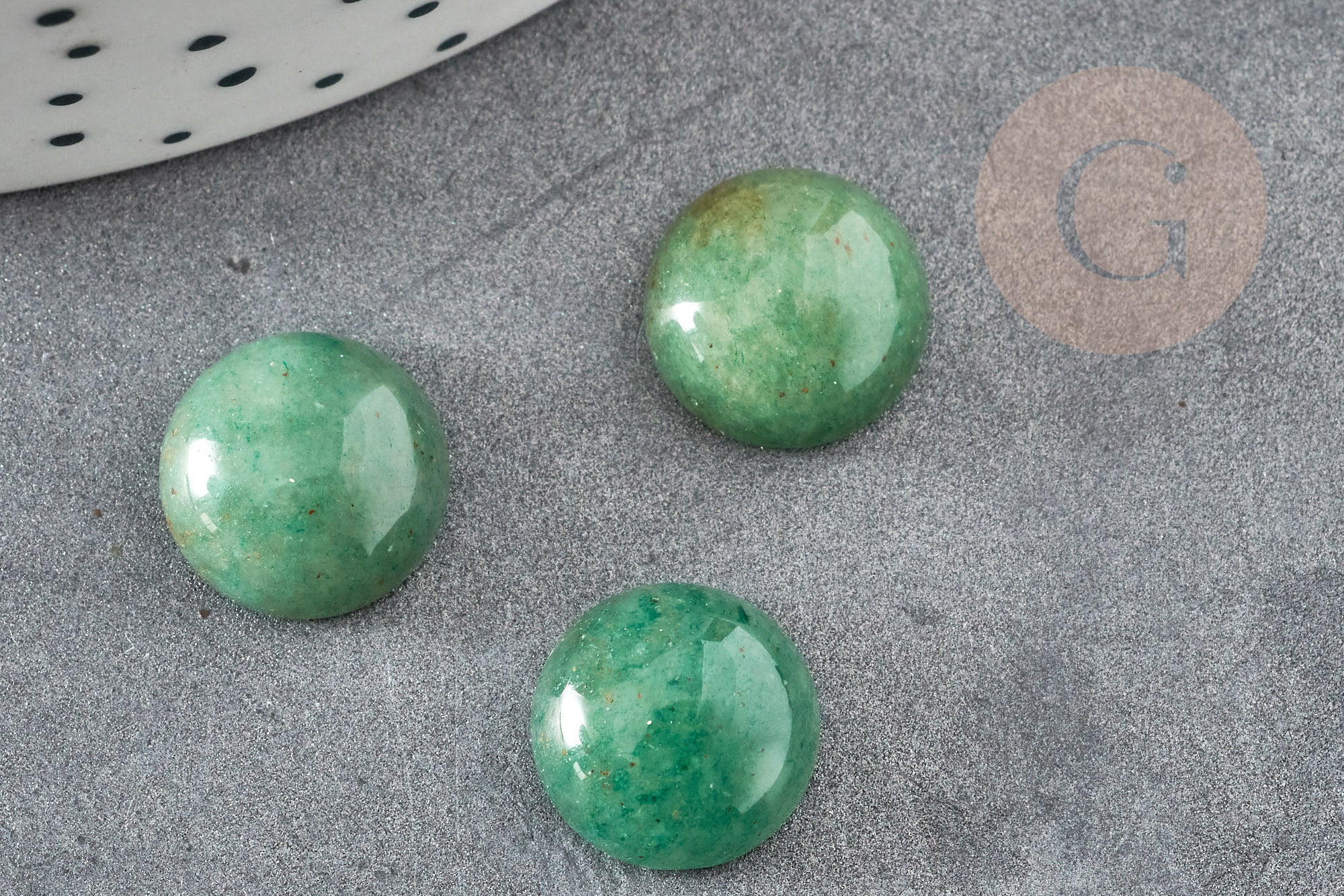 Gingerlily Cabochon rond aventurine verte naturelle 12mm x1