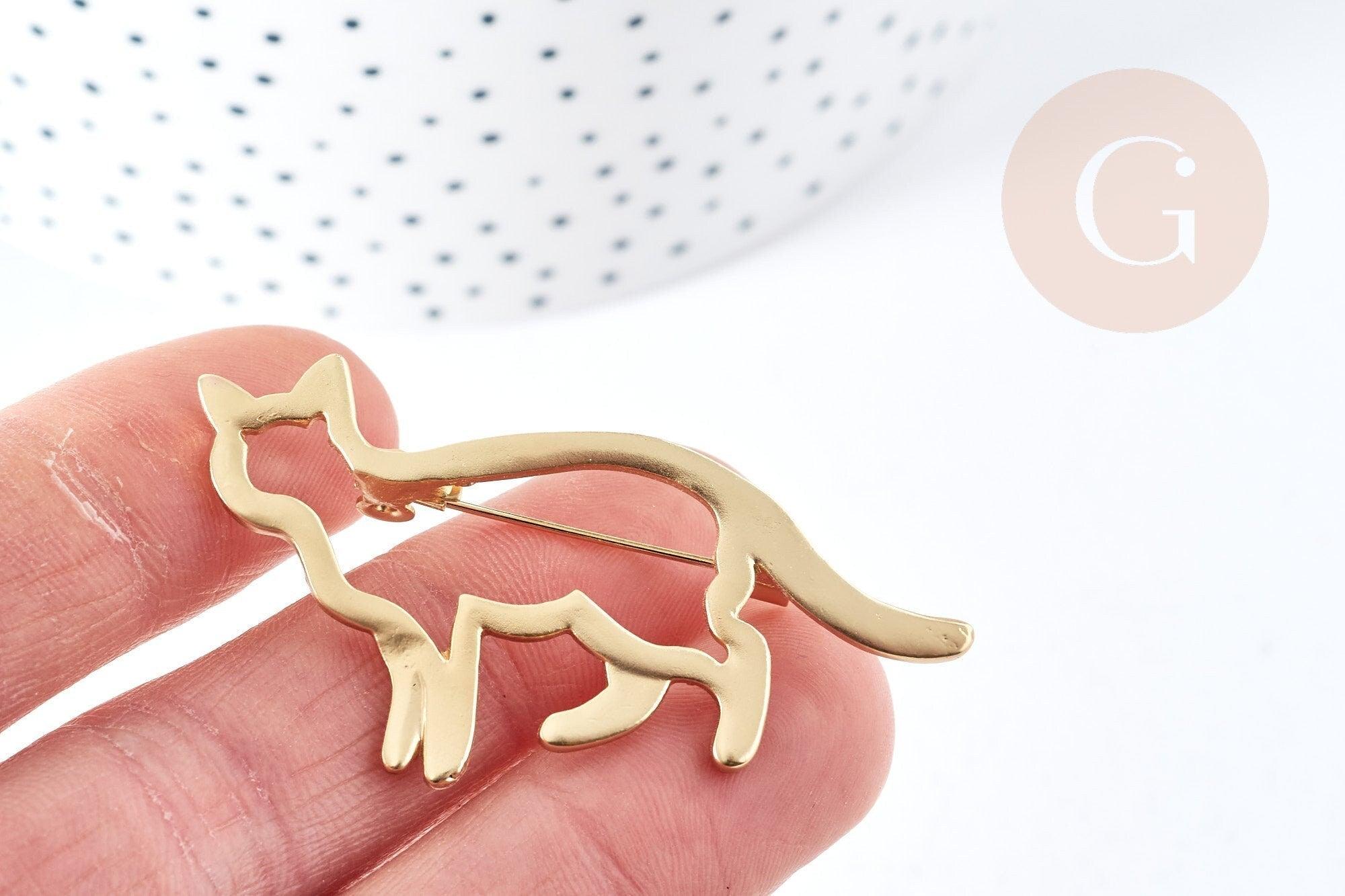 Gingerlily Broche chat zamac doré 54mm x1