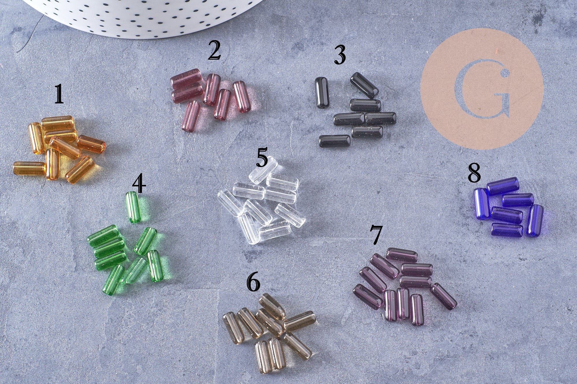 Gingerlily G1082 perles tube verre coloré 10mm lot 20