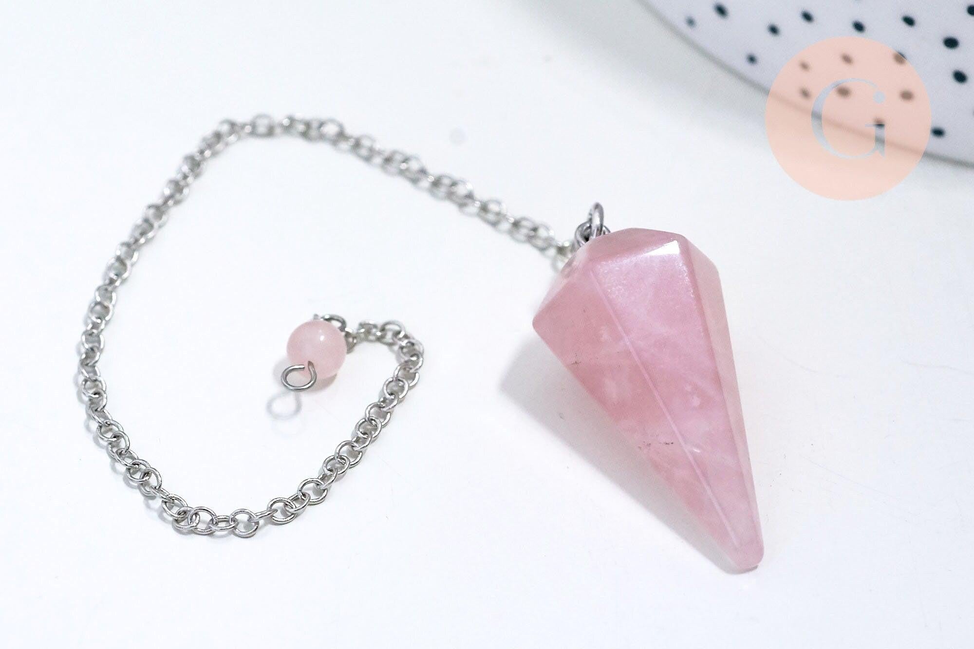 Gingerlily Pendule quartz rose 23cm x1 chaîne argent