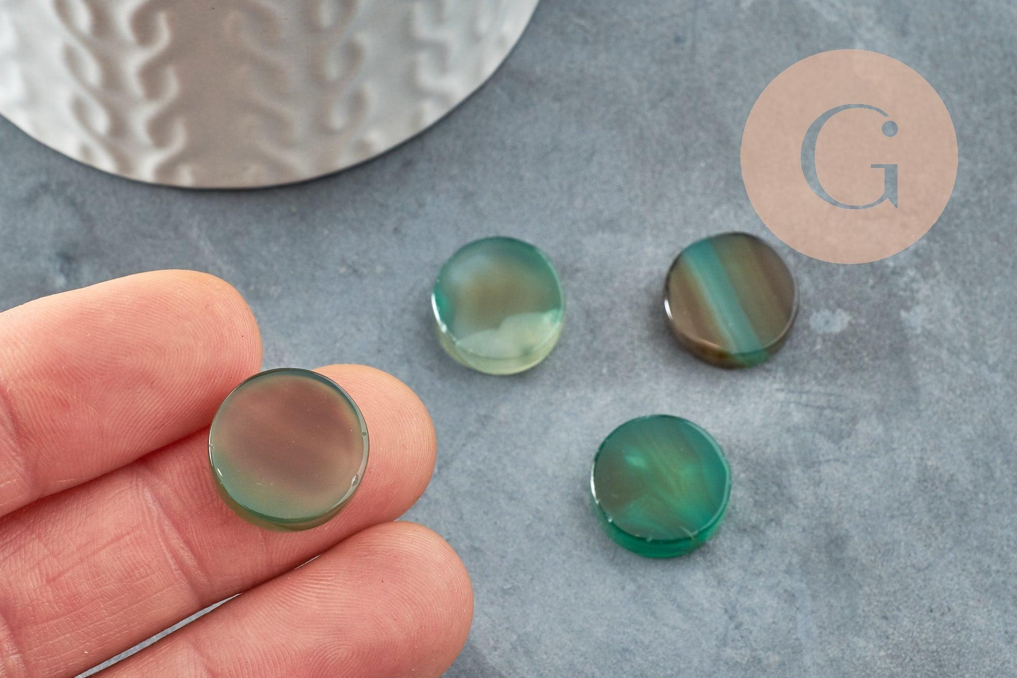 Gingerlily G9572 cabochon rond onyx verte 15mm x1 pierre naturelle
