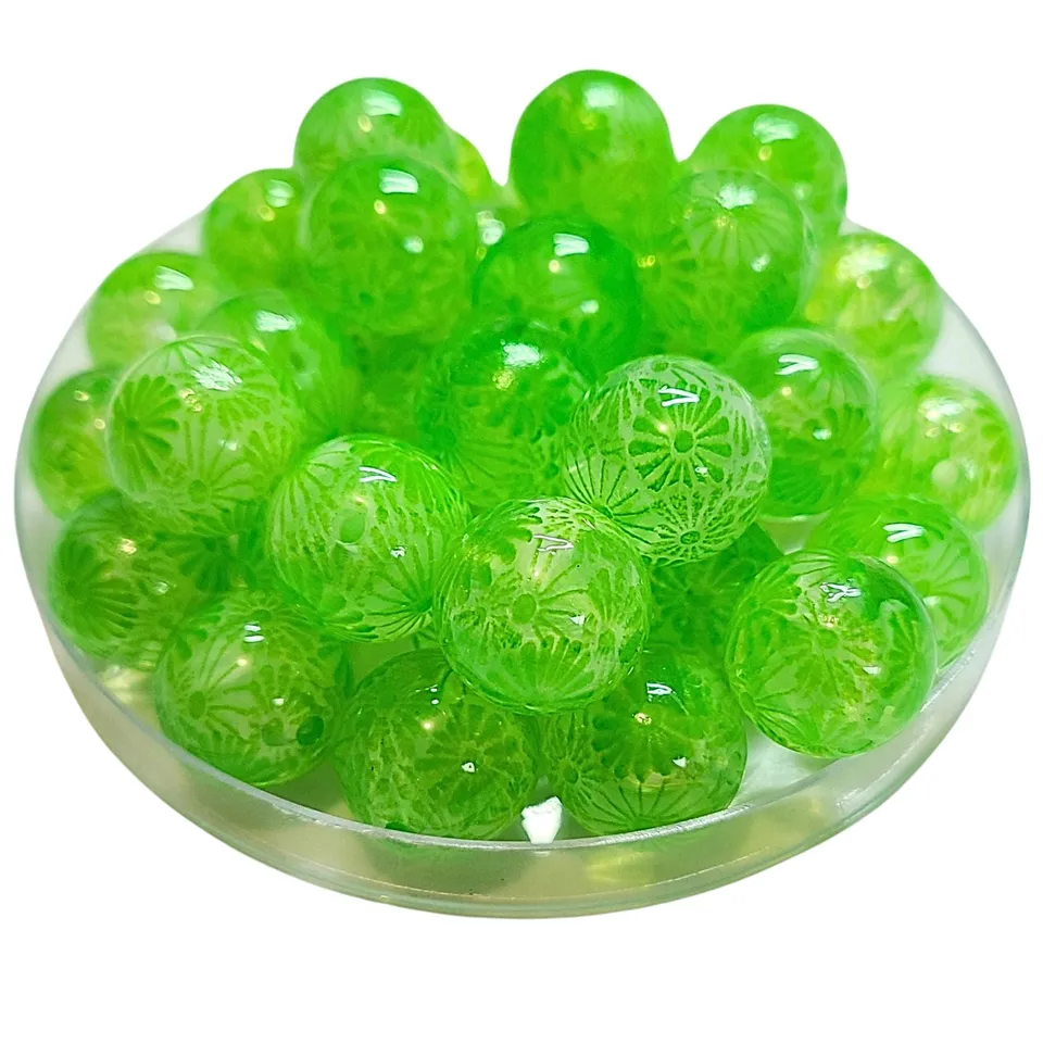 ARTSHOP Boules 16MM 333 perle verte fleurs 16mm x1