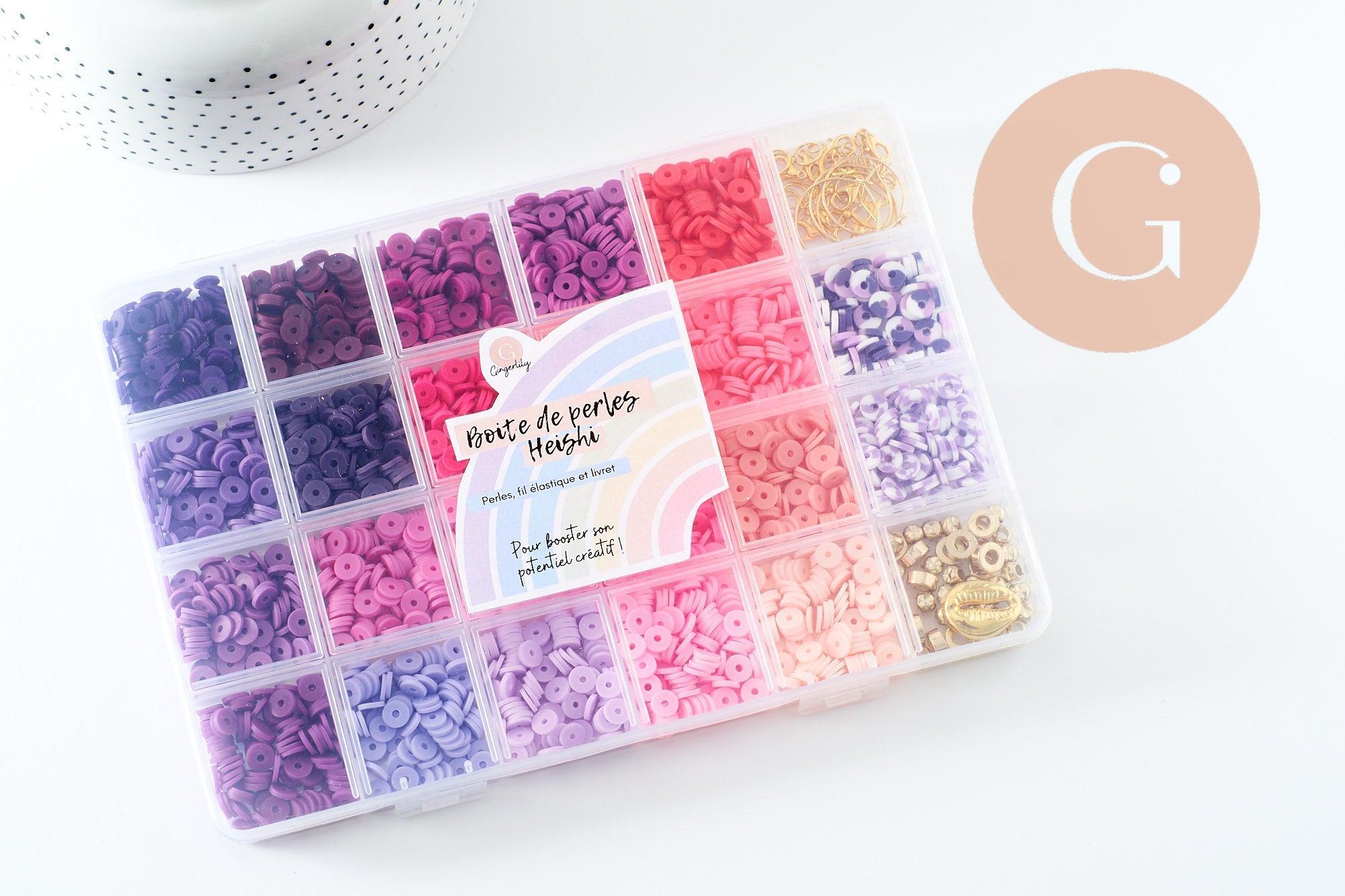 Gingerlily Perles Kit heishi violet rose G9788 perles + fil 10 m