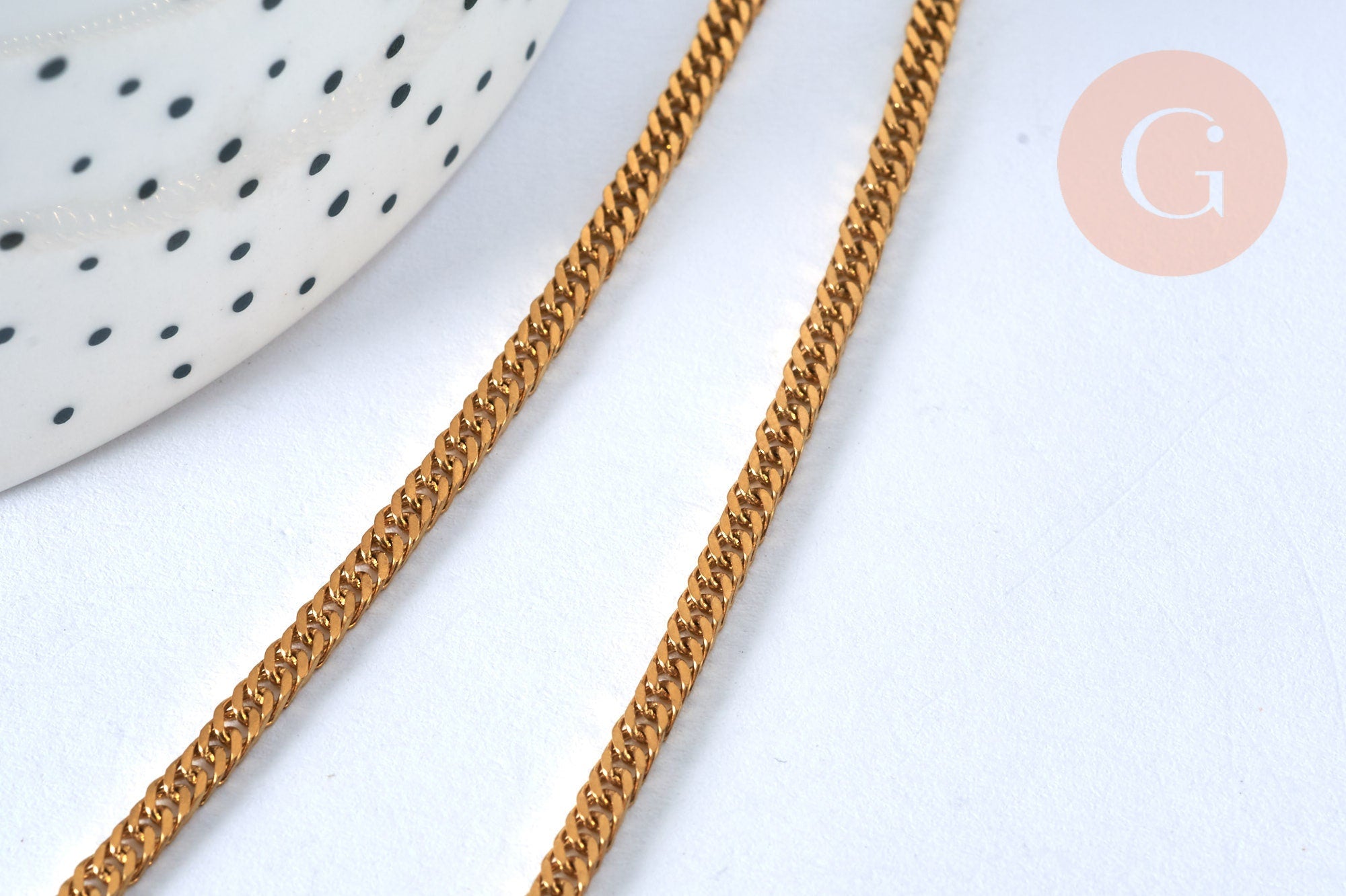 Gingerlily Apprêts Collier G1176 chaîne dorée 50cm maille plate