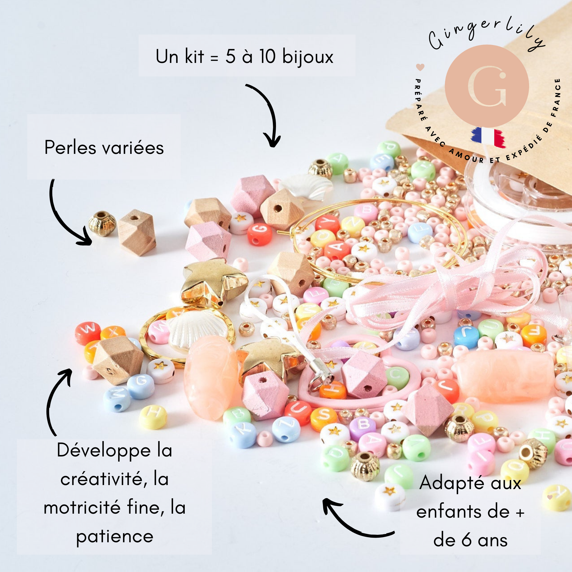 Gingerlily Perles G8166 coffret XXL 4 mélanges perles fantaisie