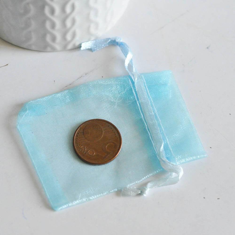 Gingerlily Rangement G1779 pochette organza bleu turquoise 7 cm x5