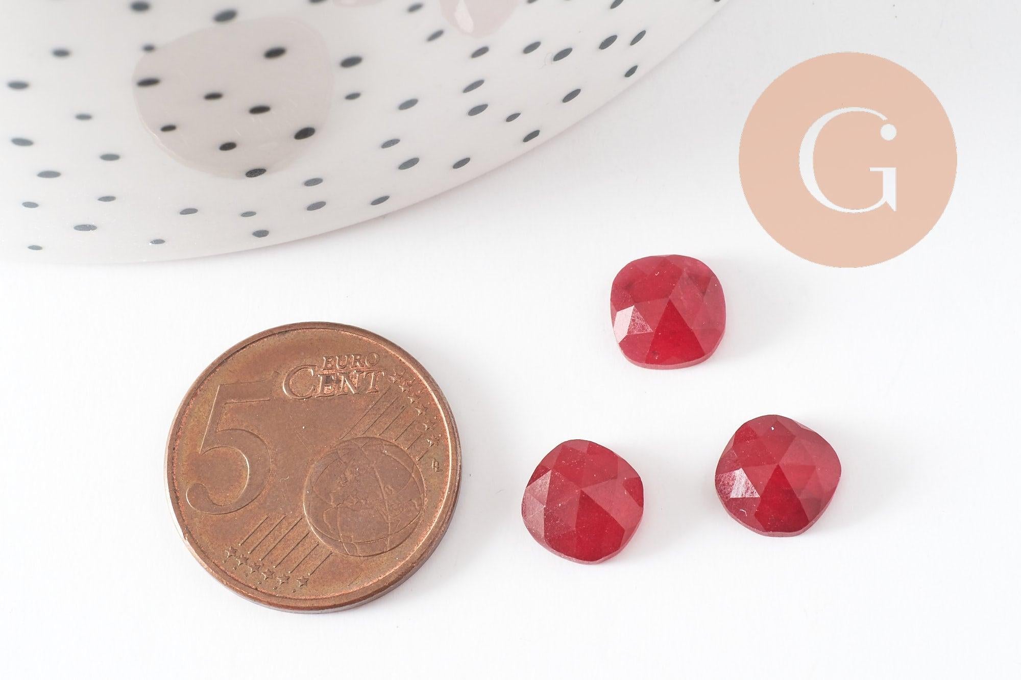 Gingerlily Perles G9687 cabochon jade rouge carré 8 mm