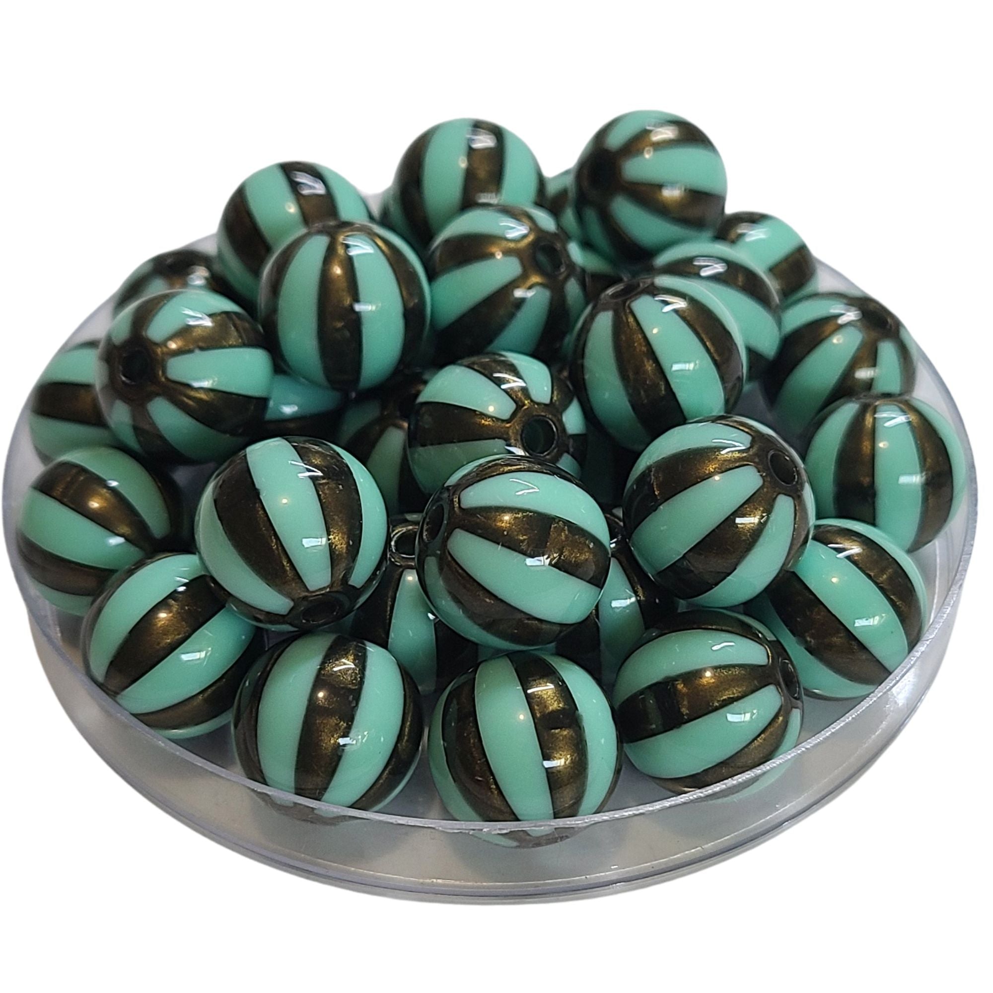 ARTSHOP Boules 16MM 421 Jade Noir perles rayées lot 10 irisées