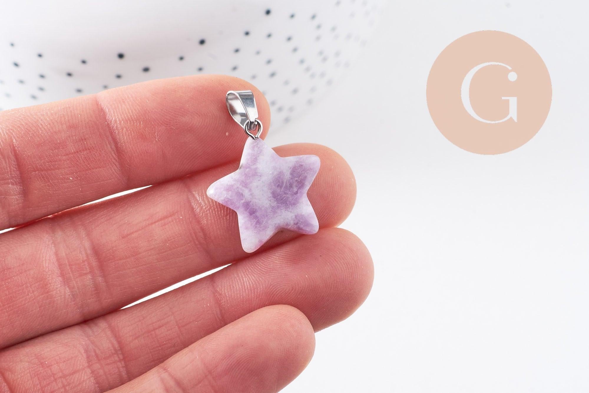 Gingerlily Pendentif étoile lépidolite violette 22mm x1 G10071