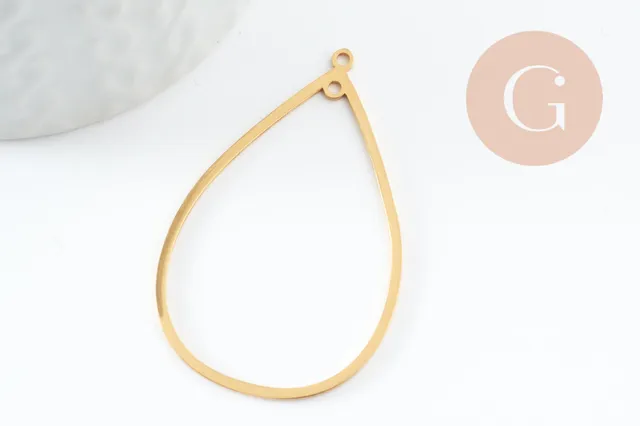 Gingerlily Pendentifs G9521 goutte évidée acier doré 42mm