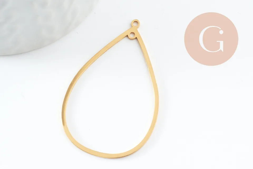 Gingerlily Pendentifs G9521 goutte évidée acier doré 42mm