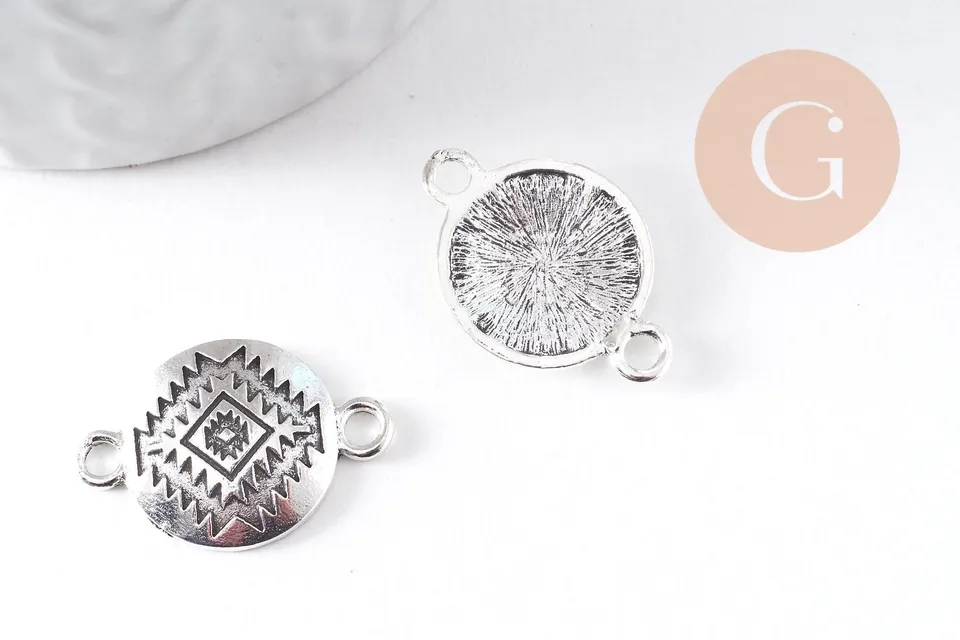 Gingerlily Pendentifs connecteur rond zamac 26 mm x2 platine