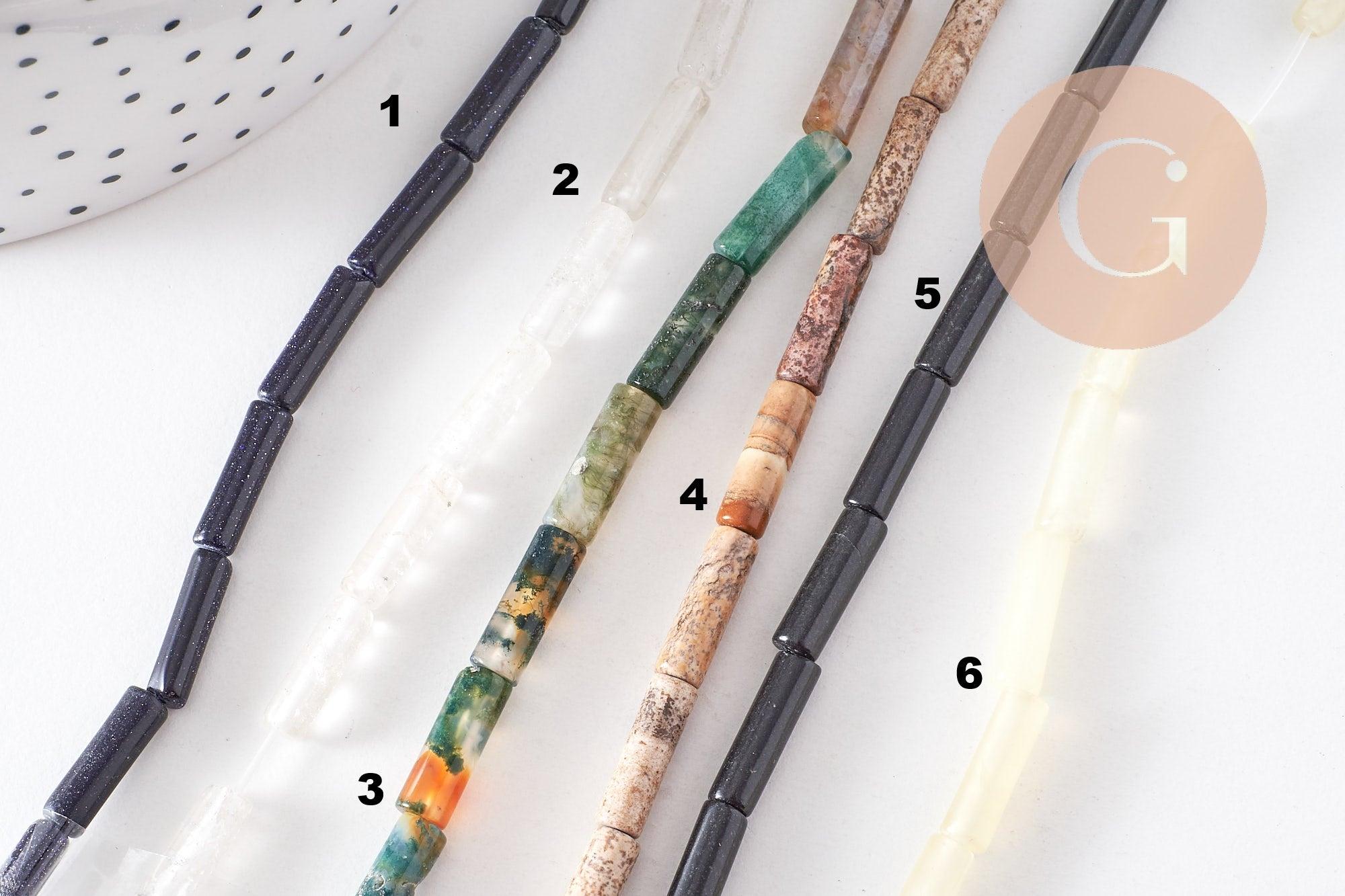 Gingerlily Perles G8904 perle tube agate mousse 40cm