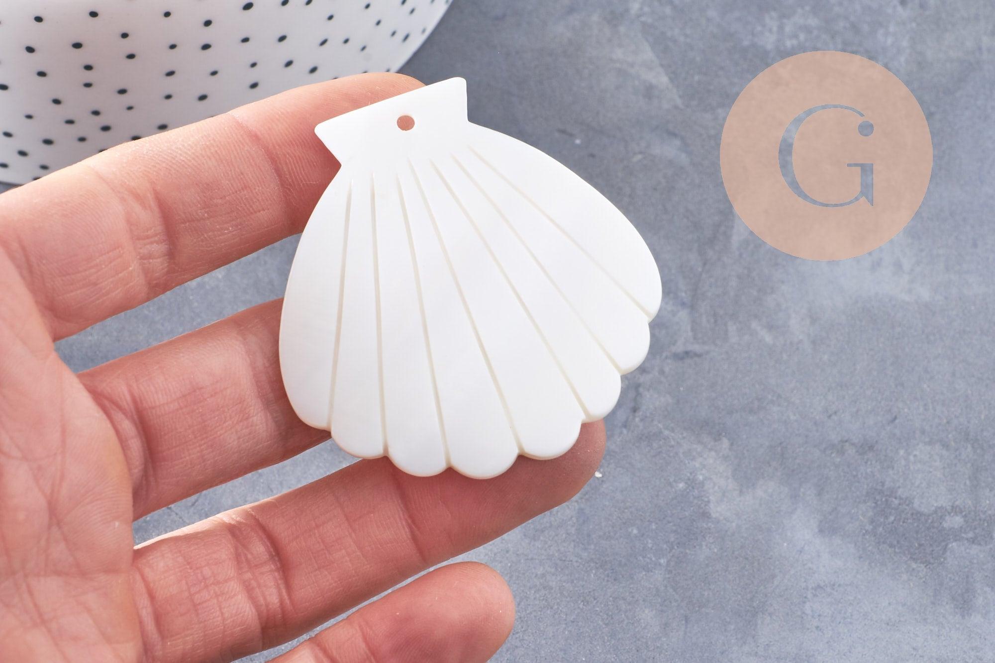 Gingerlily pendentif coquillage G10091 nacre blanche 54mm x2